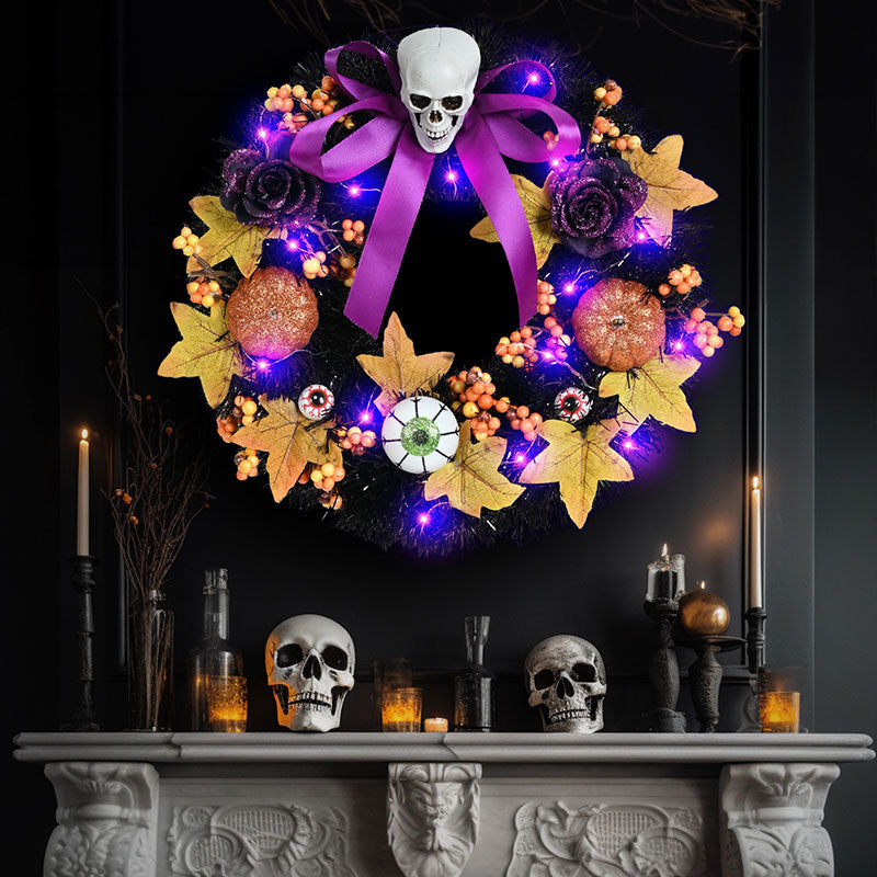 Purple Bow Skull Garland