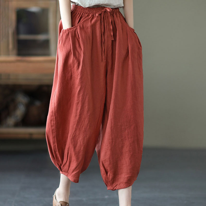 Solid Color Cotton And Linen Bloomers