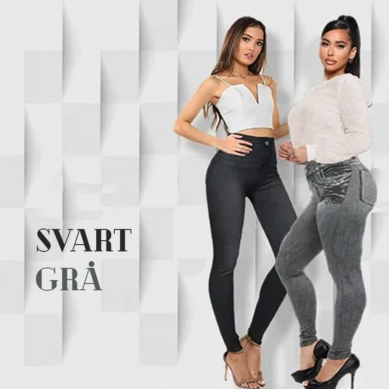 Denim Pluss Fleeceleggings For Jenter