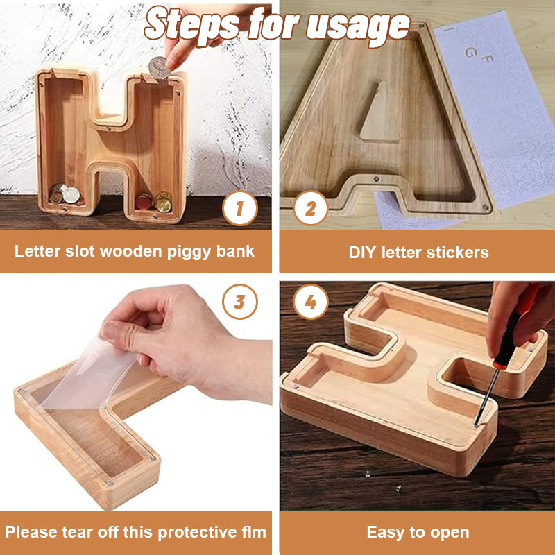 Wooden Letter Piggy Bank-Personalized Savings🌟