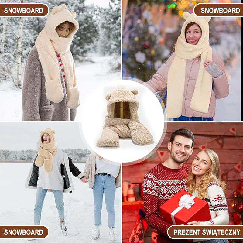Zestaw 3 W 1 Z Pluszowym Misiem: Czapka, Szalik I Rękawiczki/Teddy Bear 3-in-1 Set: Hat, Scarf and Gloves