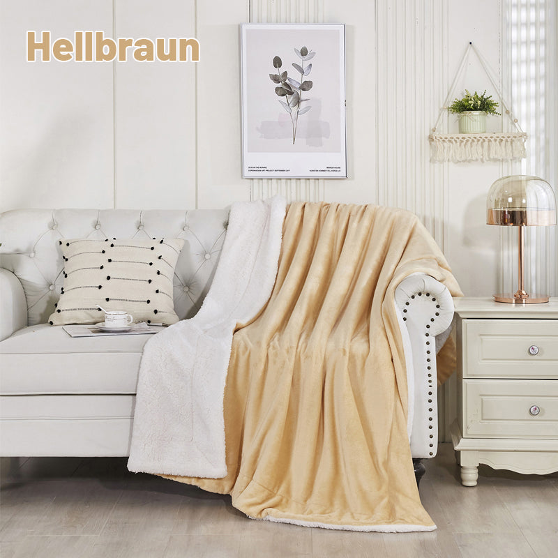 🎁 Doppelschichtige, Verdickte Lammplüschdecke