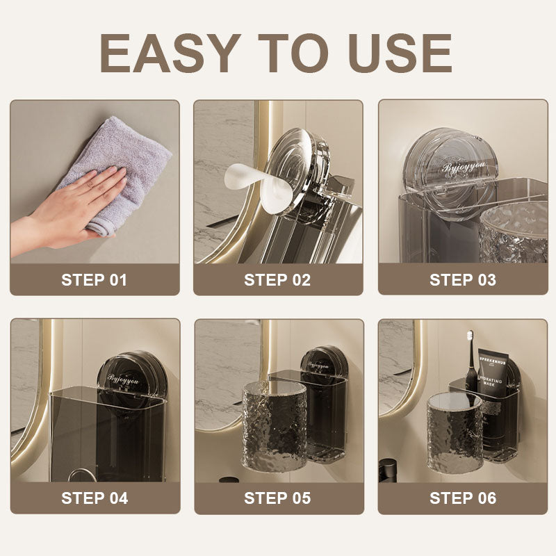 Wall-Mounted Suction Cup Toothbrush Holder