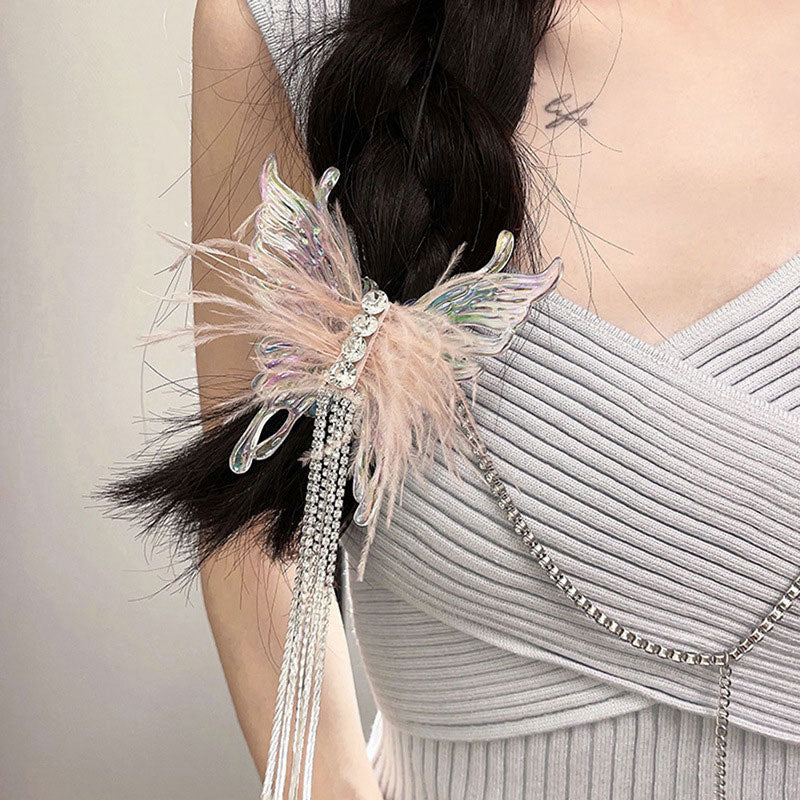 Butterfly Feather Tassel Barrette