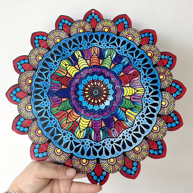 Red Mandala 3d Rotating Pendant