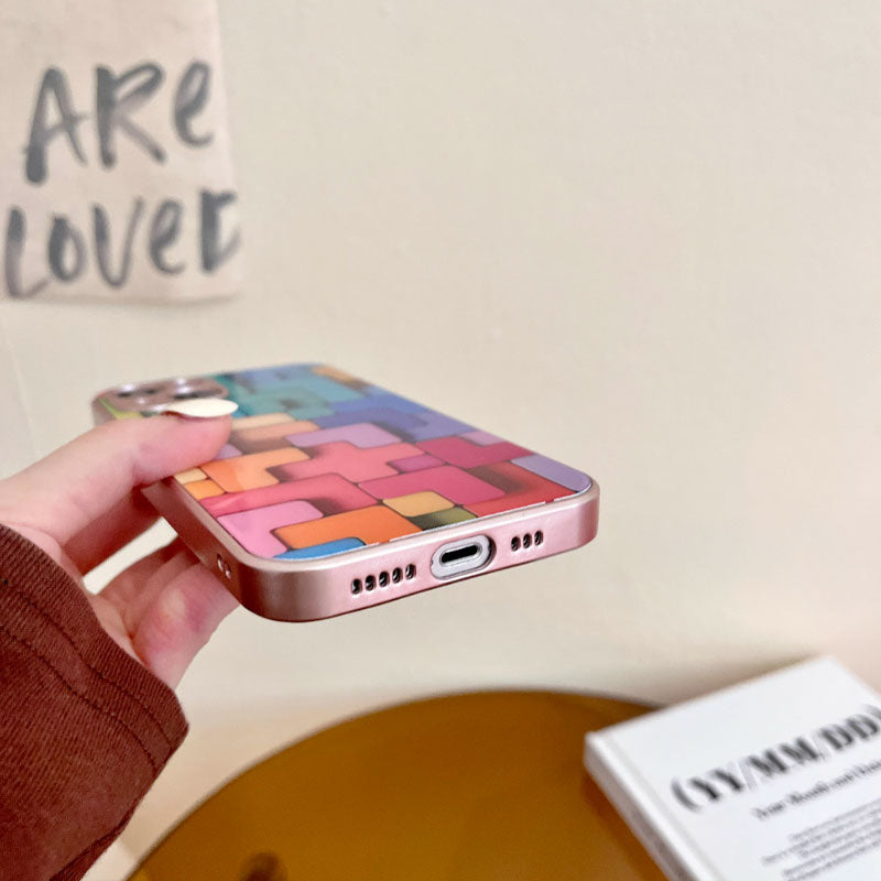 Colored Building Blocks Glass Phone Case