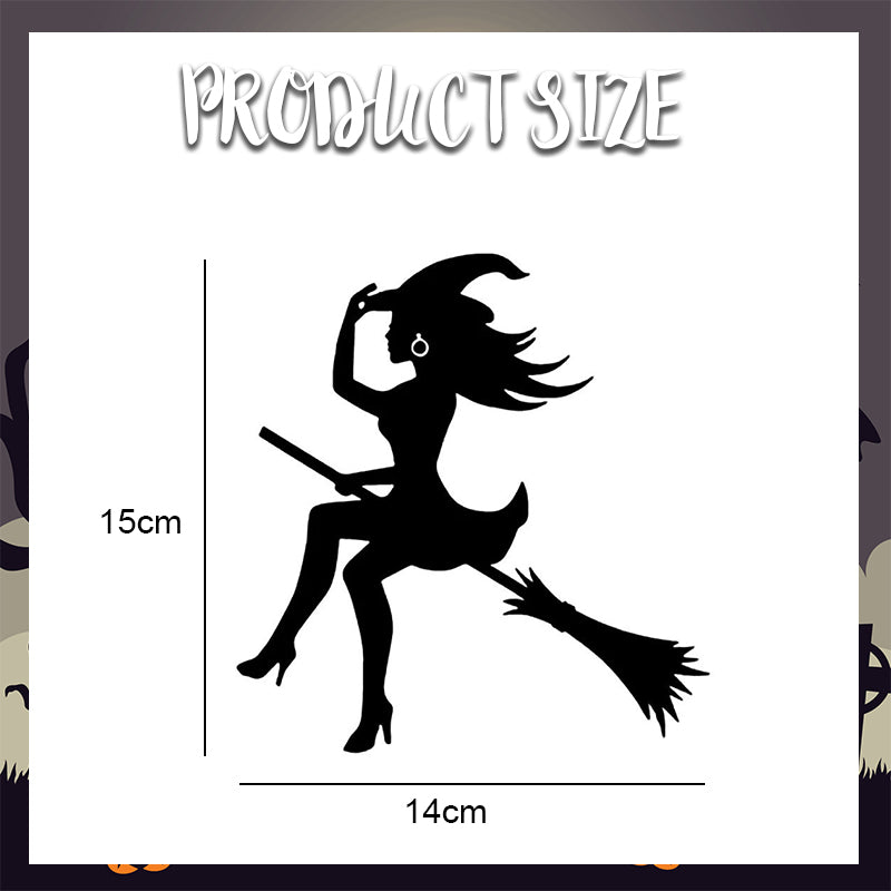 Halloween Witch Riding Broom Sticker