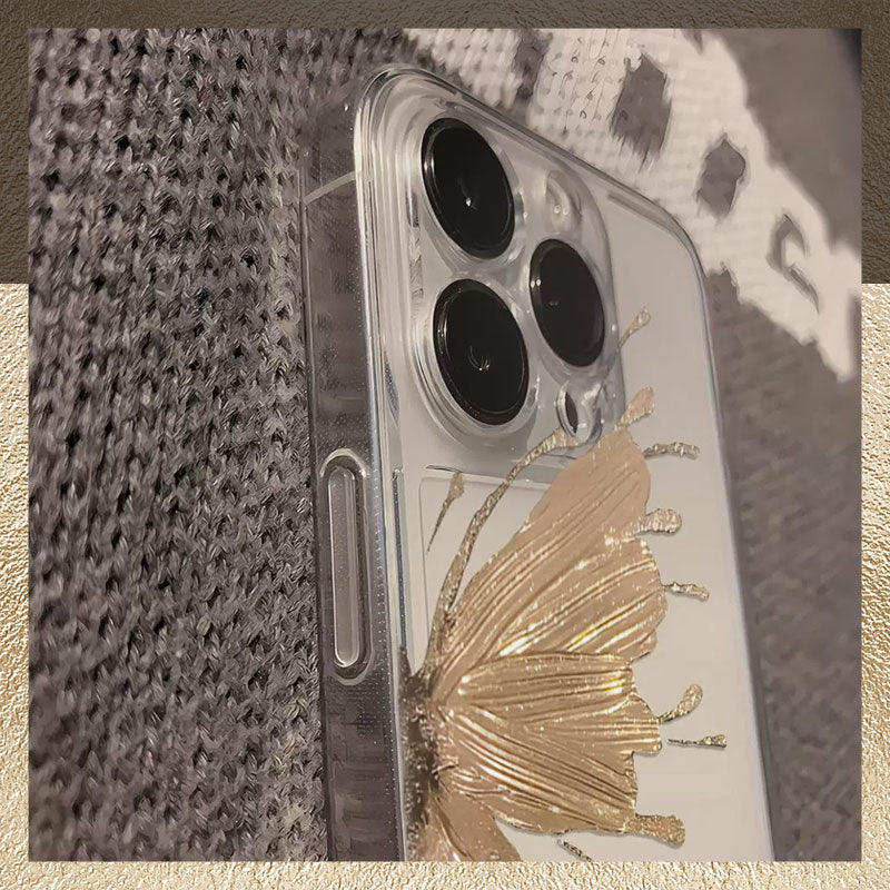 Gold Butterfly Transparent Mobile Phone Case