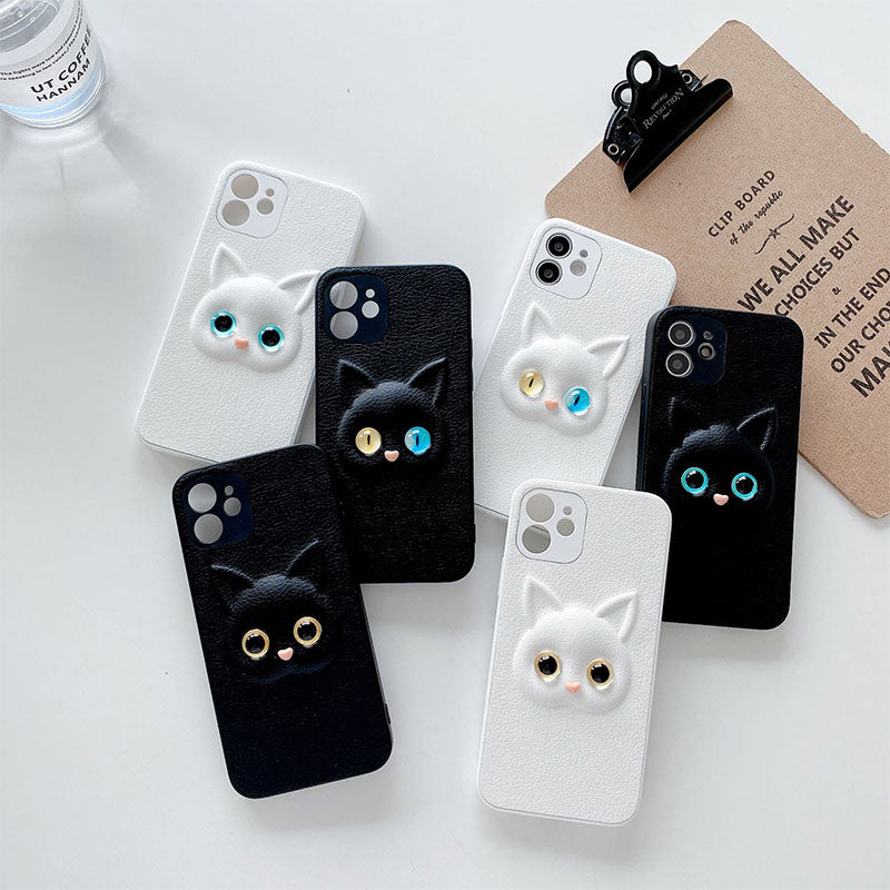 Different Pupil Black And White Cat Phone Case