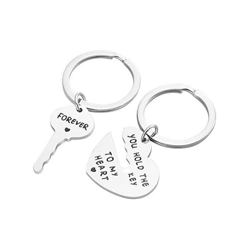 Heart Shape Couple Stainless Steel Keychain