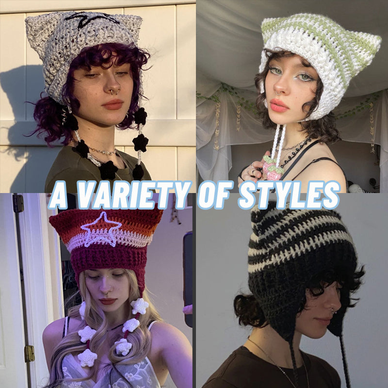 Hand Knitted Fox Ear Beanie