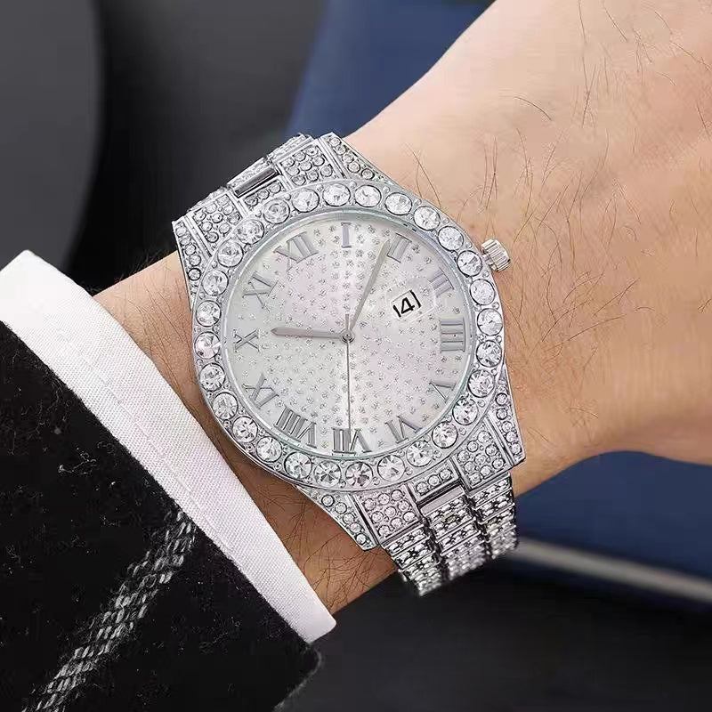 Diamant-Herrenuhr/Diamond-set Gypsophila quartz watch