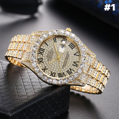 Diamant-Herrenuhr/Diamond-set Gypsophila quartz watch
