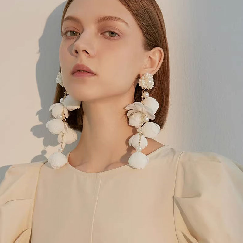 Long Floral Tassel Earrings