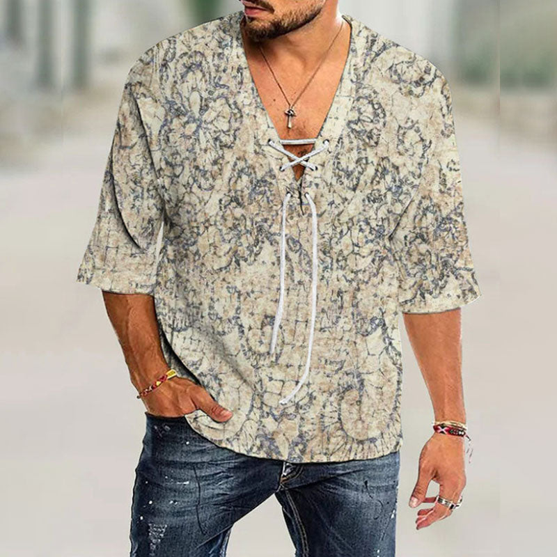 Loose Plus Size Tie Pullover Shirt