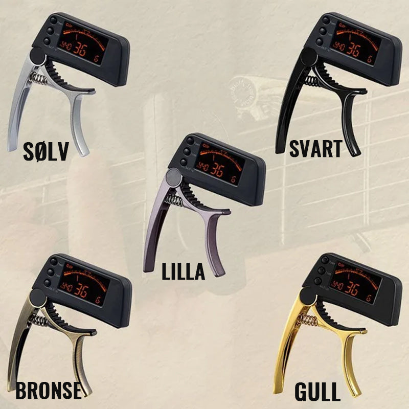(🎁2023-Christmas Hot Sale🎁) Gitar-Capo-Tuner Med To Formål Med Lcd-Skjerm/Guitar capo tuner with LCD display