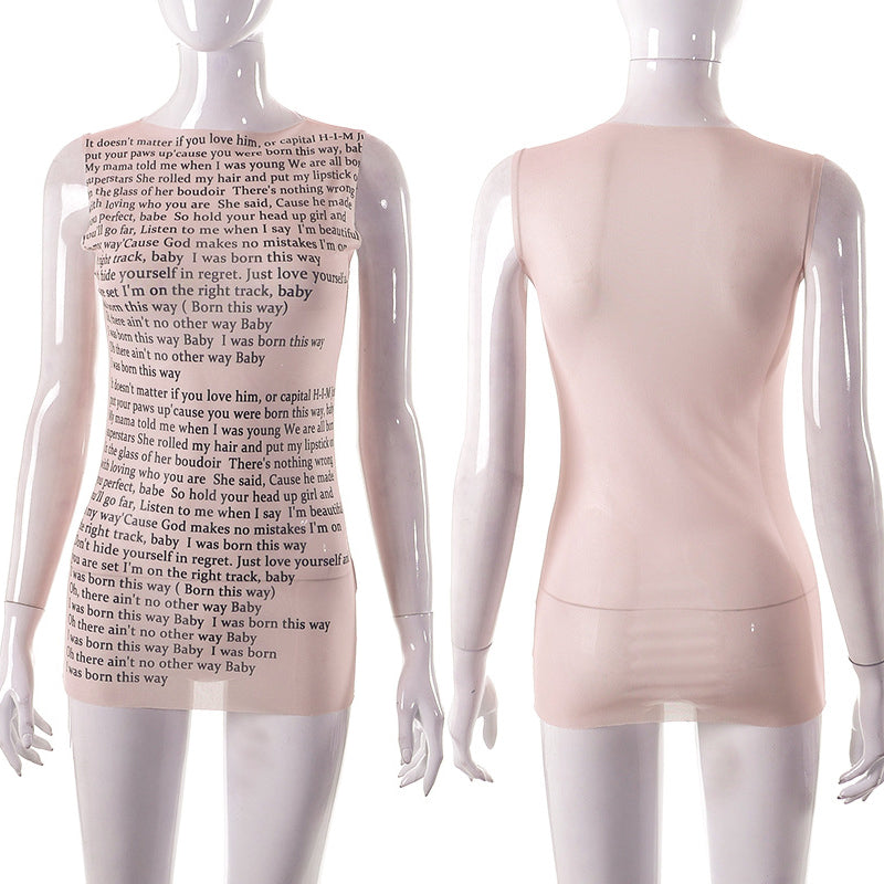 Women's Sleeveless Sheer Mesh Crop Top