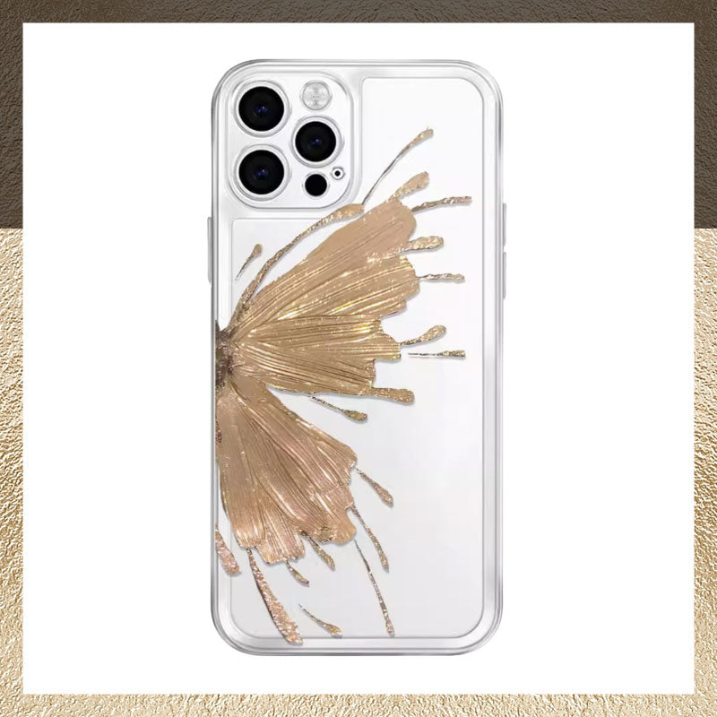 Gold Butterfly Transparent Mobile Phone Case