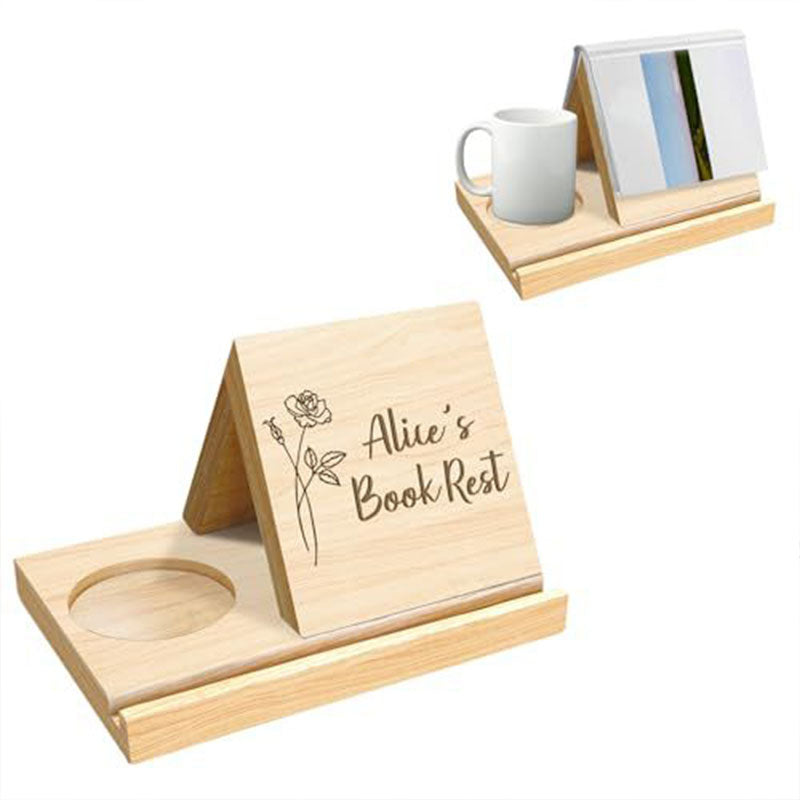 Trekkbokhylle i tre med koppstativ