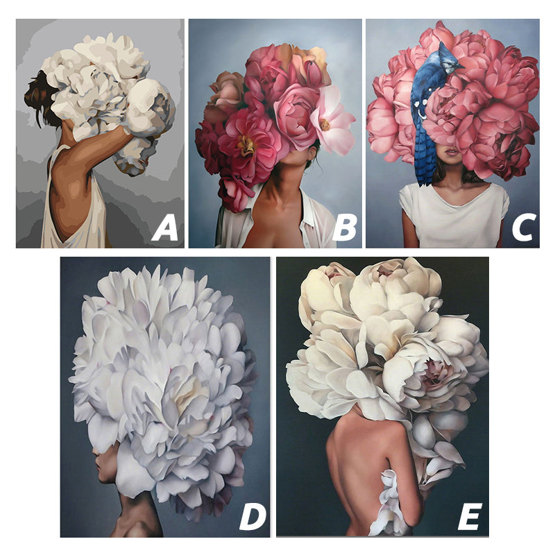 Digital Frameless Flower Oil Painting (Need To Paint By Yourself)