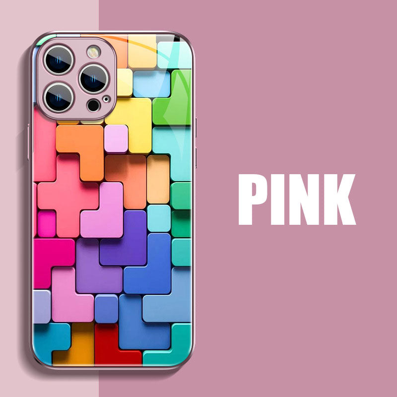 Colored Building Blocks Glass Phone Case
