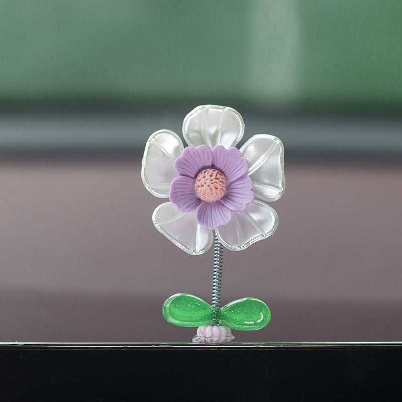 Car Center Console Shaking Head Flower Ornament（5 Pcs)