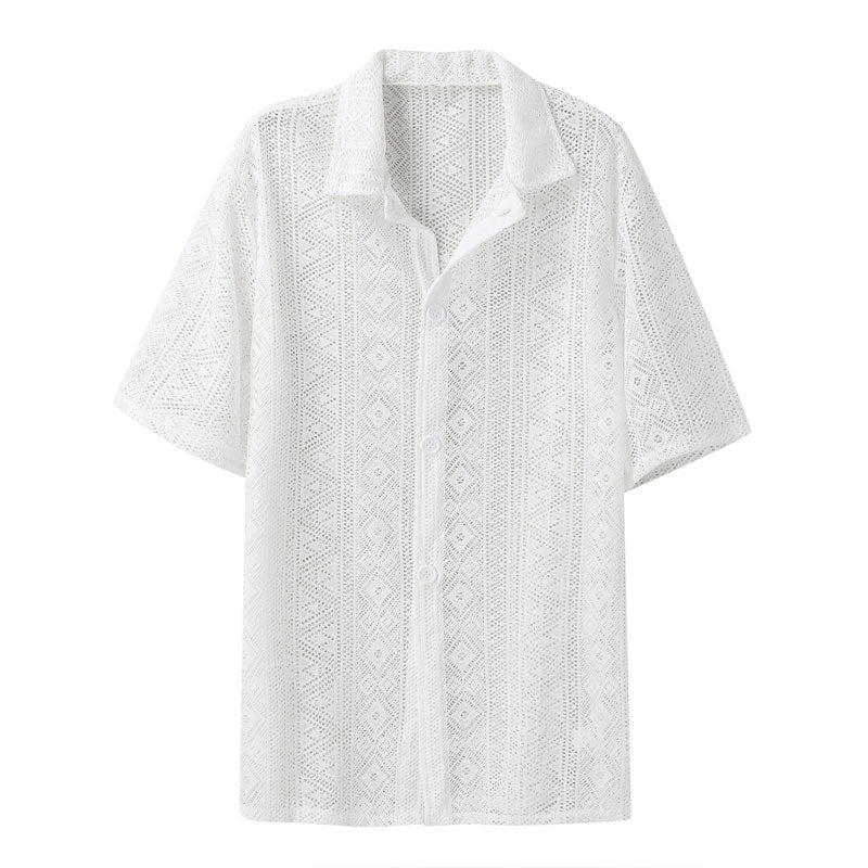 Men'S See-Through Lace Shirt