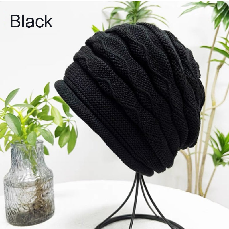 Pleated Hem Knitted Cold Hat