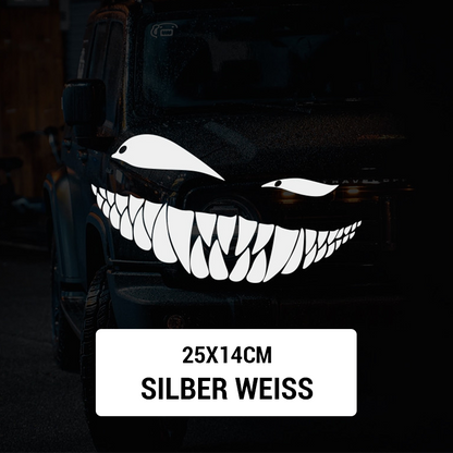 Auto-Aufkleber „Zähne schielen, lächeln“./Teeth squint evil smile sticker