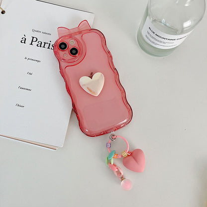 Heart Bow Wave Pattern Mobile Phone Case