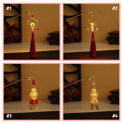 Retro Tassel Luminous Lantern Hairpin