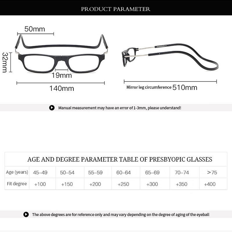 Retractable Magnetic Reading Glasses