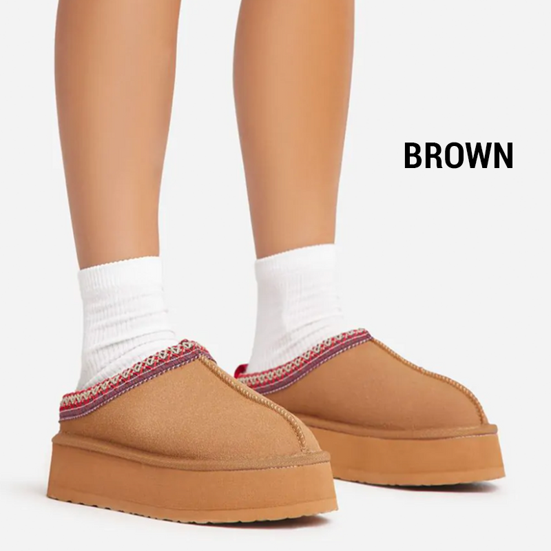 Faux Fur Lining Platform Slippers