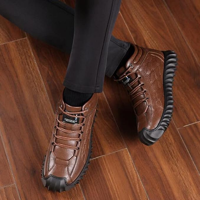 Antiskli skinnstøvler/Winter men's fleece warm floor boots