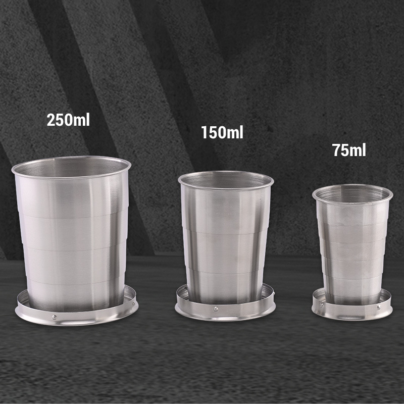 Teleskop-Wasserbecher aus Edelstahl mit Schlüsselanhänger/Portable collapsible water cup