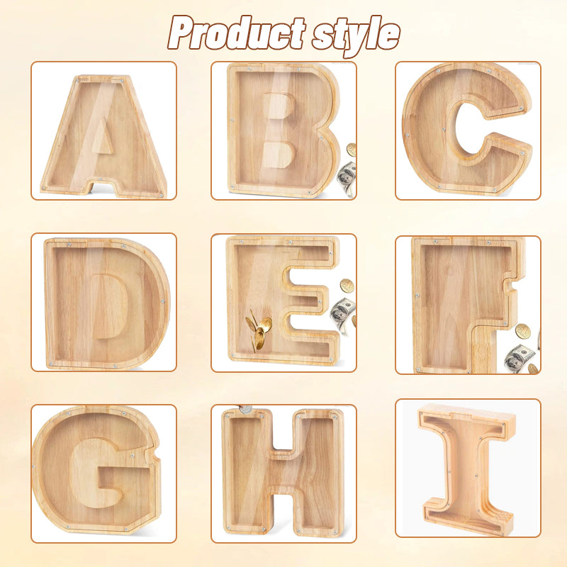 Wooden Letter Piggy Bank-Personalized Savings🌟