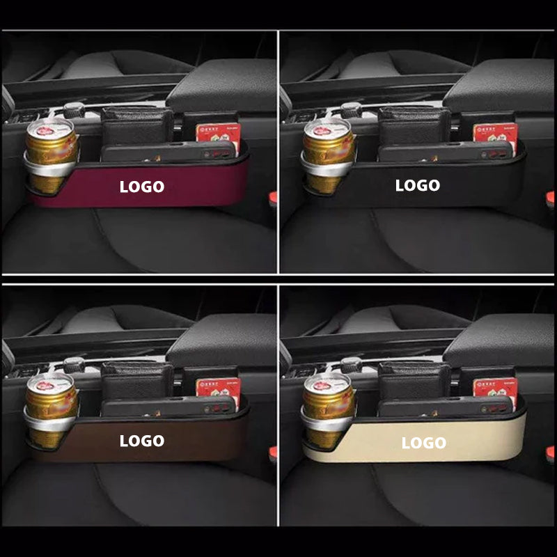 Car LOGO Stylish PU Leather Seat Gap Organizer