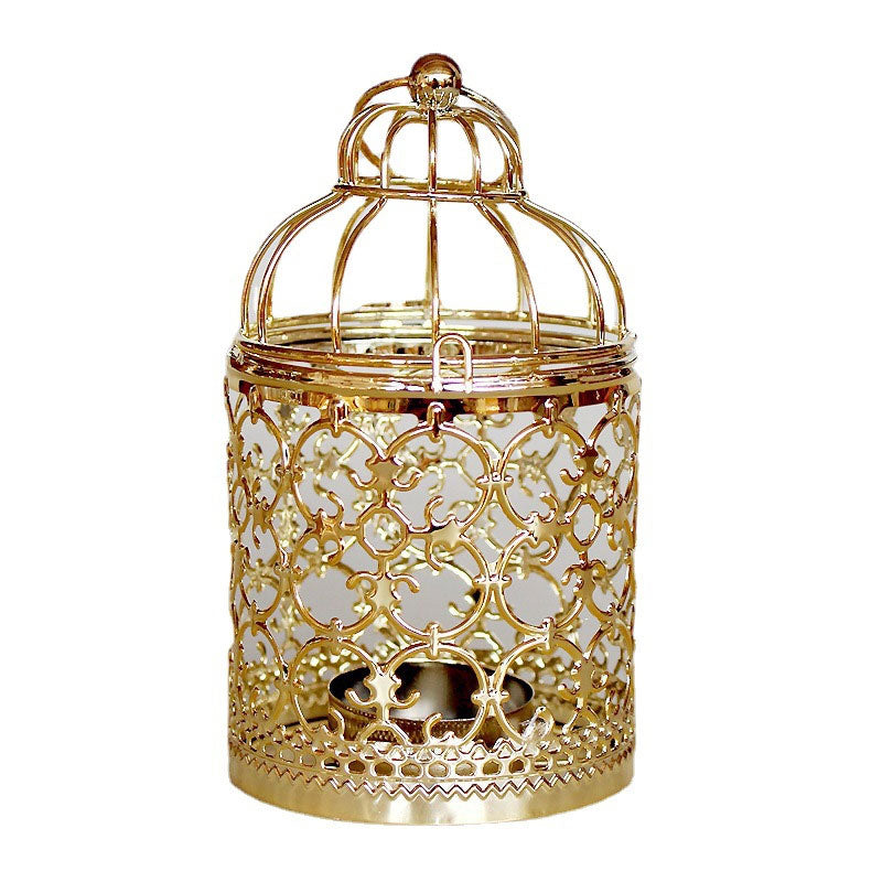 Hollow Bird Cage Candlestick Decorative Ornament