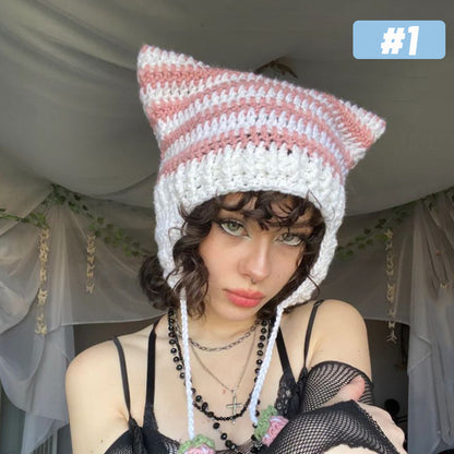 Hand Knitted Fox Ear Beanie