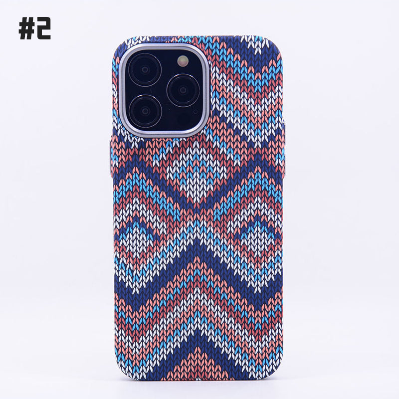 Luminous Magnetic Woven Pattern Mobile Phone Case
