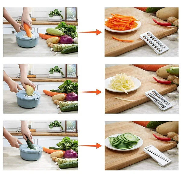 12-in-1 multifunktionaler Lebensmittelzerkleinerer/12-Piece Kitchen Vegetable Cutter Set
