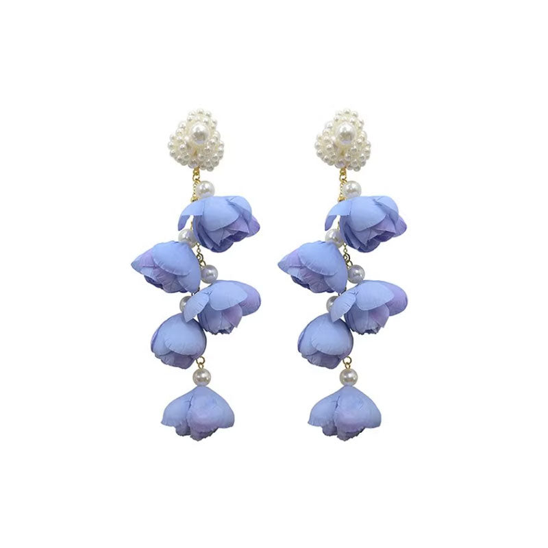 Long Floral Tassel Earrings