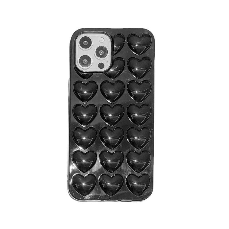 Solid Color Three-Dimensional Heart Phone Case