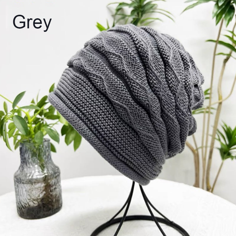 Pleated Hem Knitted Cold Hat