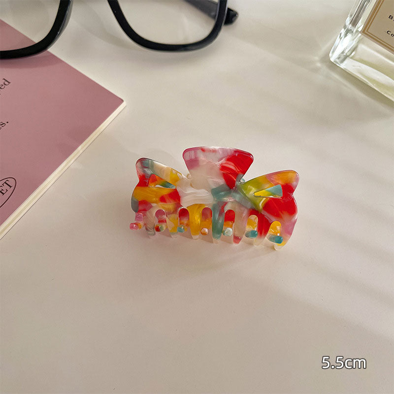 Colorful Oil Painting Acetate Bow Clip