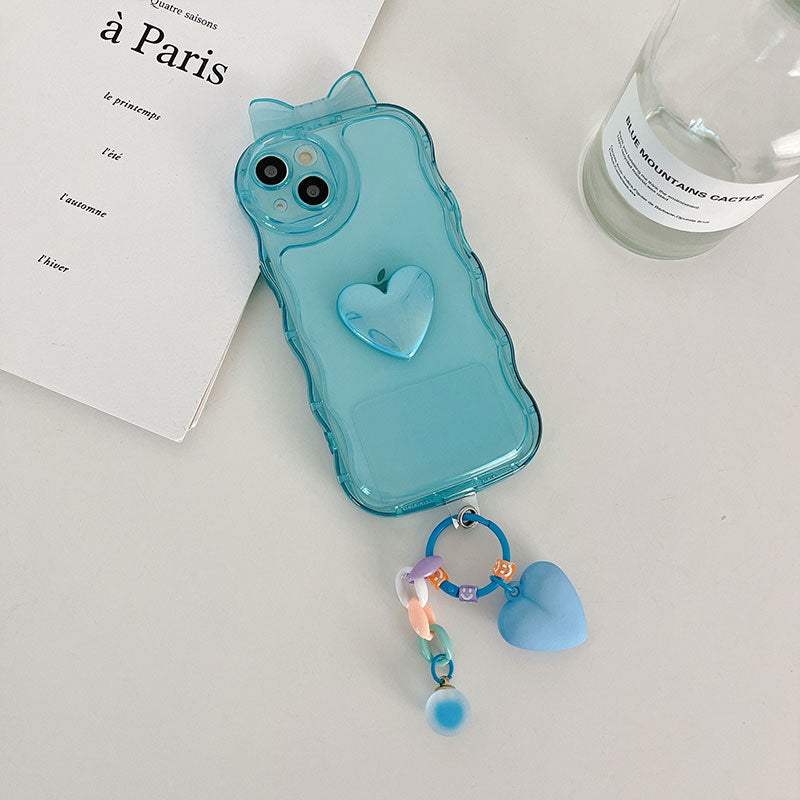 Heart Bow Wave Pattern Mobile Phone Case