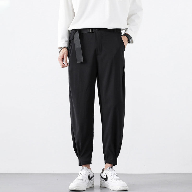 Men'S Summer Ice Silk Pants With Belt