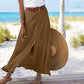 Women's Cotton Linen Pleated Midi Skirt