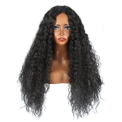 Black Middle Parted Small Curly Long Hair Wig
