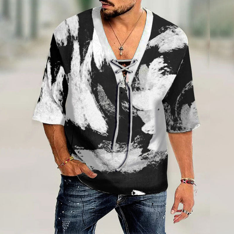 Loose Plus Size Tie Pullover Shirt